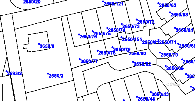 Parcela st. 2650/78 v KÚ Frýdlant, Katastrální mapa