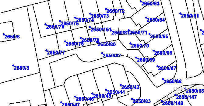 Parcela st. 2650/82 v KÚ Frýdlant, Katastrální mapa