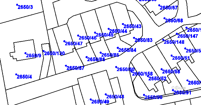 Parcela st. 2650/85 v KÚ Frýdlant, Katastrální mapa