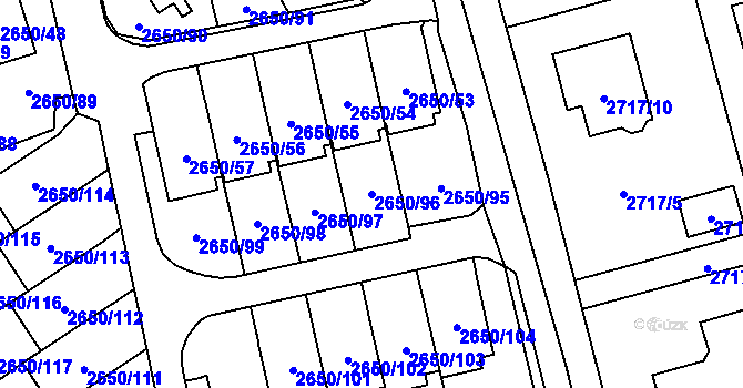 Parcela st. 2650/96 v KÚ Frýdlant, Katastrální mapa