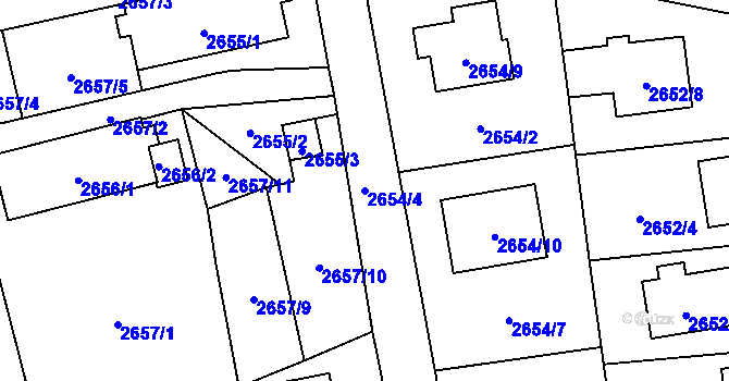 Parcela st. 2654/4 v KÚ Frýdlant, Katastrální mapa