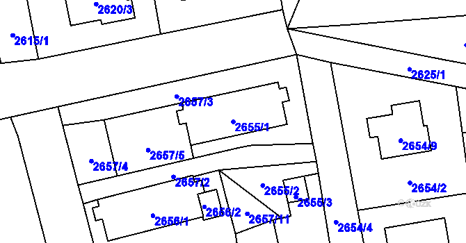 Parcela st. 2655/1 v KÚ Frýdlant, Katastrální mapa