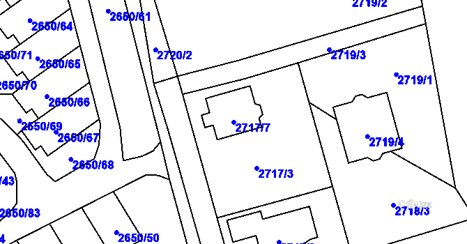Parcela st. 2717/7 v KÚ Frýdlant, Katastrální mapa
