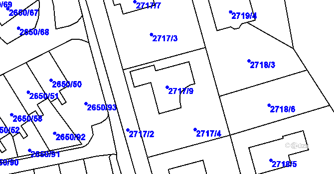 Parcela st. 2717/9 v KÚ Frýdlant, Katastrální mapa