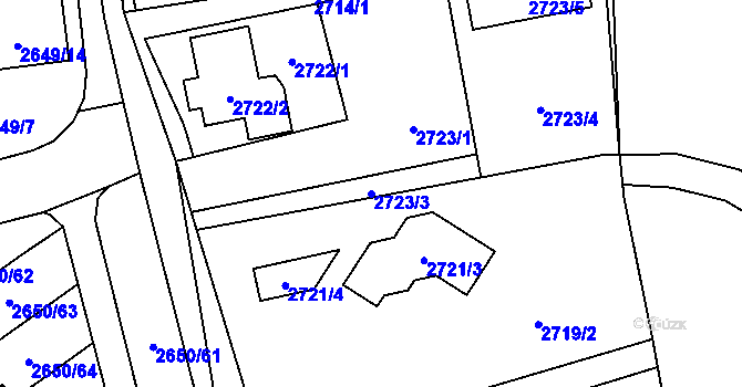 Parcela st. 2723/3 v KÚ Frýdlant, Katastrální mapa