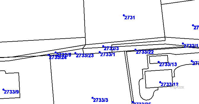 Parcela st. 2733/1 v KÚ Frýdlant, Katastrální mapa