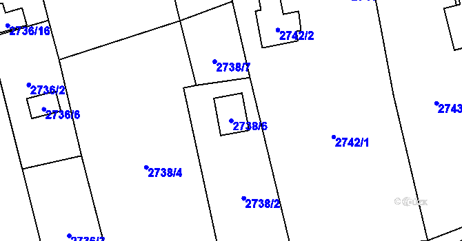 Parcela st. 2738/6 v KÚ Frýdlant, Katastrální mapa