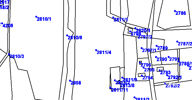 Parcela st. 2811/4 v KÚ Frýdlant, Katastrální mapa
