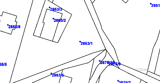 Parcela st. 2863/1 v KÚ Frýdlant, Katastrální mapa
