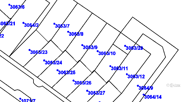 Parcela st. 3063/10 v KÚ Frýdlant, Katastrální mapa