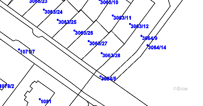 Parcela st. 3063/28 v KÚ Frýdlant, Katastrální mapa