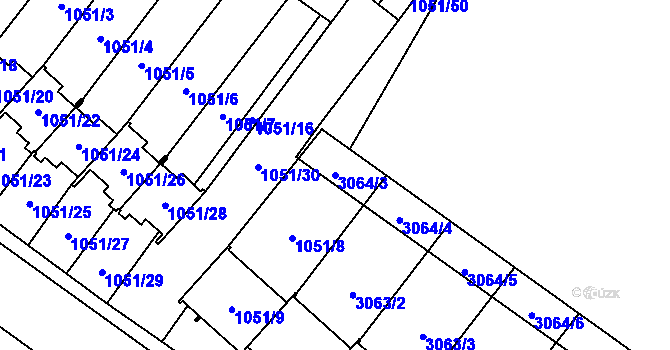 Parcela st. 3064/3 v KÚ Frýdlant, Katastrální mapa
