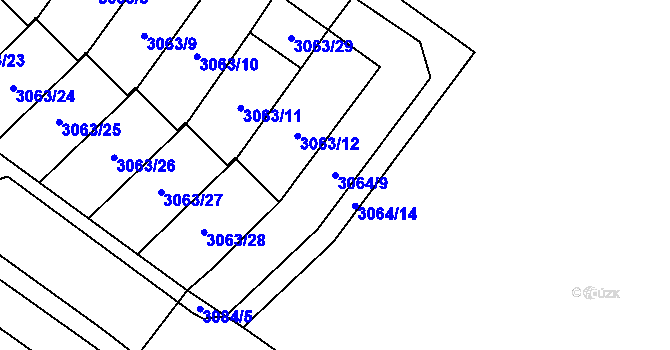 Parcela st. 3064/9 v KÚ Frýdlant, Katastrální mapa
