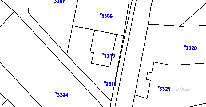 Parcela st. 3310 v KÚ Frýdlant, Katastrální mapa