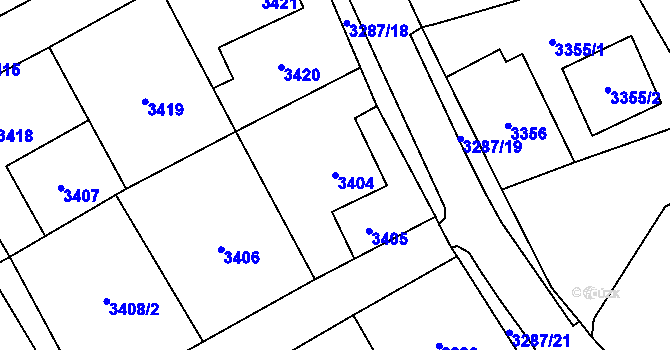 Parcela st. 3404 v KÚ Frýdlant, Katastrální mapa