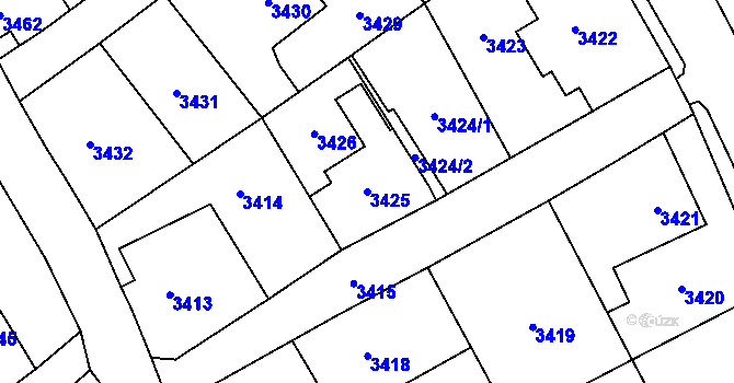 Parcela st. 3425 v KÚ Frýdlant, Katastrální mapa