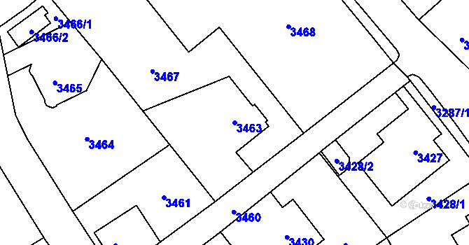 Parcela st. 3463 v KÚ Frýdlant, Katastrální mapa