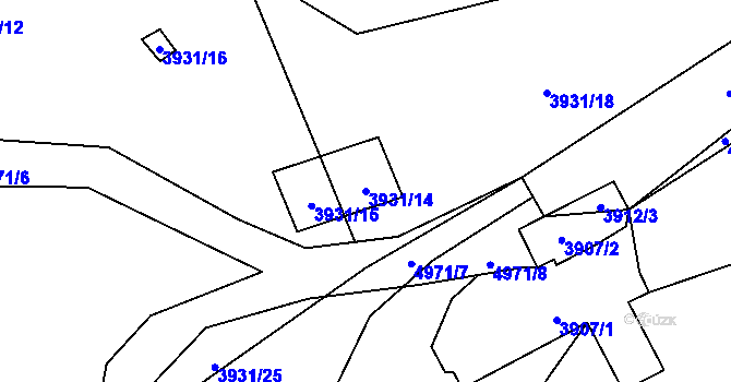 Parcela st. 3931/14 v KÚ Frýdlant, Katastrální mapa