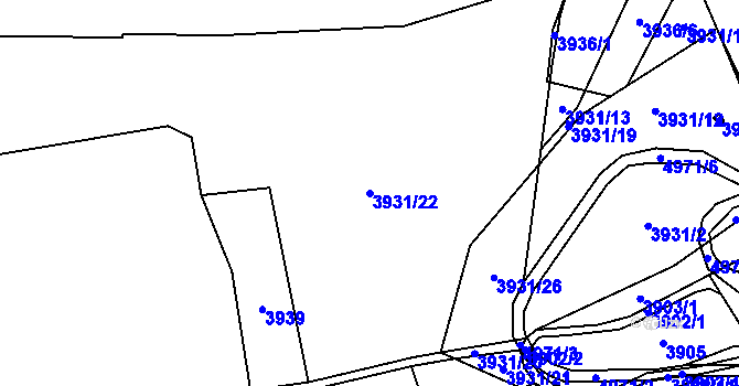 Parcela st. 3931/22 v KÚ Frýdlant, Katastrální mapa