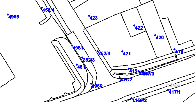 Parcela st. 252/4 v KÚ Frýdlant, Katastrální mapa