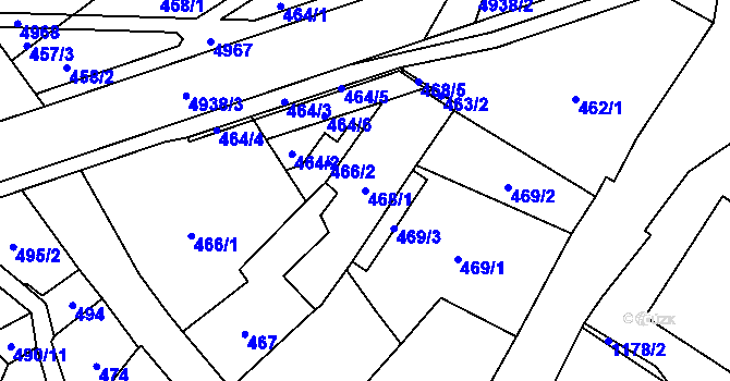 Parcela st. 468/1 v KÚ Frýdlant, Katastrální mapa
