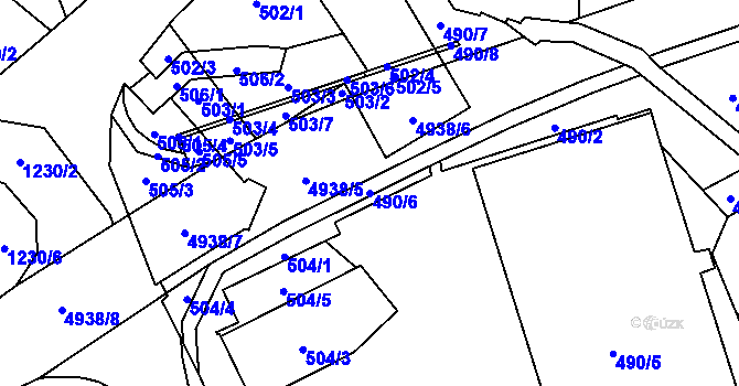Parcela st. 490/6 v KÚ Frýdlant, Katastrální mapa