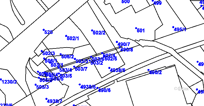 Parcela st. 502/4 v KÚ Frýdlant, Katastrální mapa