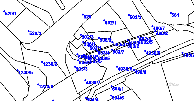 Parcela st. 503/4 v KÚ Frýdlant, Katastrální mapa