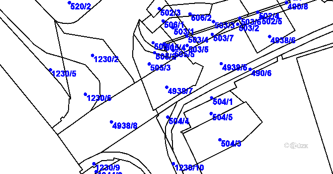 Parcela st. 4938/7 v KÚ Frýdlant, Katastrální mapa
