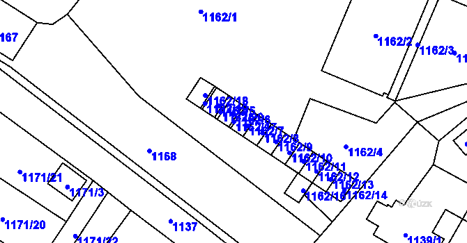 Parcela st. 1162/17 v KÚ Frýdlant, Katastrální mapa