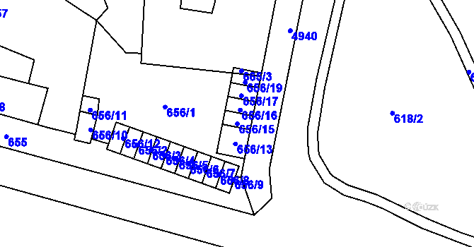 Parcela st. 656/15 v KÚ Frýdlant, Katastrální mapa