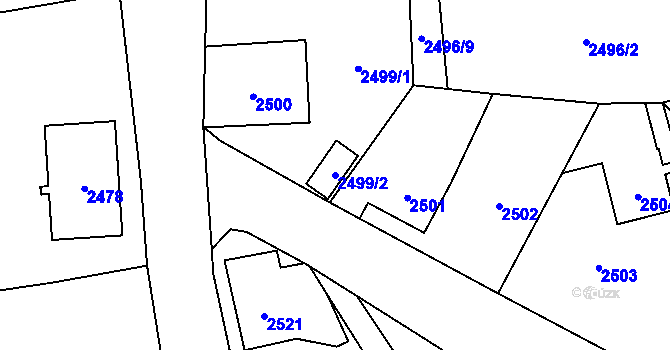 Parcela st. 2499/2 v KÚ Frýdlant, Katastrální mapa