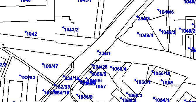 Parcela st. 234/1 v KÚ Frýdlant, Katastrální mapa