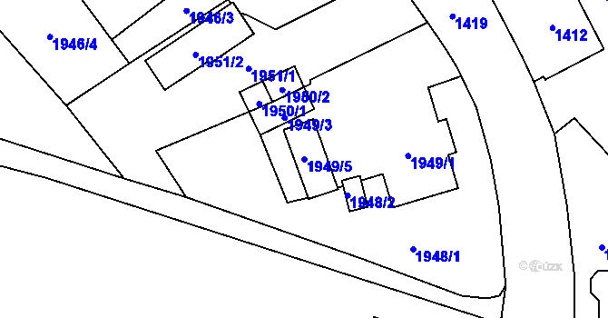 Parcela st. 1949/5 v KÚ Frýdlant, Katastrální mapa