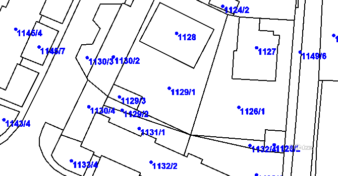 Parcela st. 1129/1 v KÚ Frýdlant, Katastrální mapa