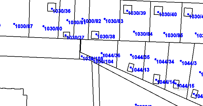 Parcela st. 1044/36 v KÚ Frýdlant, Katastrální mapa