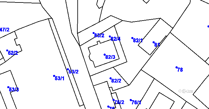 Parcela st. 82/3 v KÚ Frýdlant, Katastrální mapa