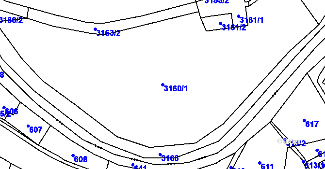 Parcela st. 3160/1 v KÚ Frýdlant, Katastrální mapa