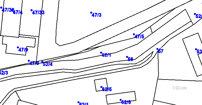 Parcela st. 52/1 v KÚ Frýdlant, Katastrální mapa