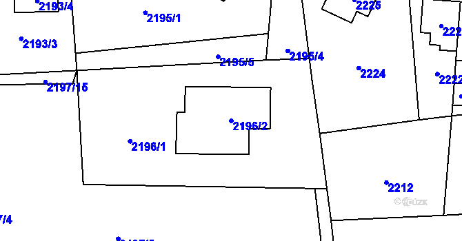 Parcela st. 2196/2 v KÚ Frýdlant, Katastrální mapa