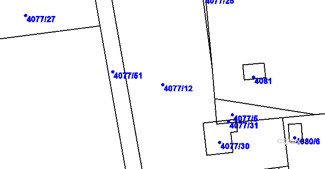 Parcela st. 4077/12 v KÚ Frýdlant, Katastrální mapa