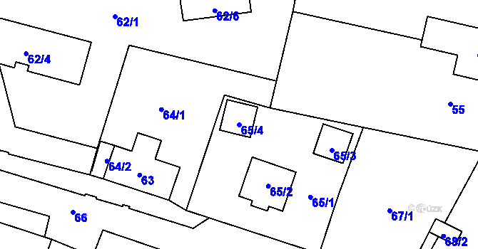 Parcela st. 65/4 v KÚ Frýdlant, Katastrální mapa