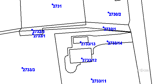 Parcela st. 2733/13 v KÚ Frýdlant, Katastrální mapa