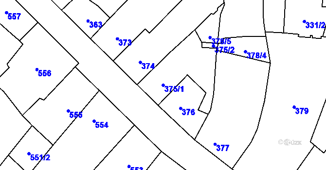 Parcela st. 375/1 v KÚ Frýdlant, Katastrální mapa