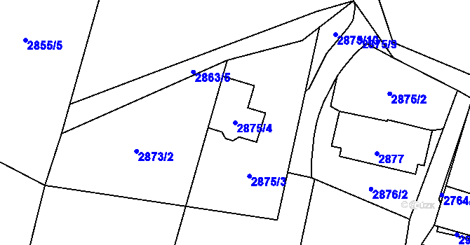 Parcela st. 2875/4 v KÚ Frýdlant, Katastrální mapa