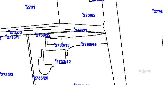 Parcela st. 2733/14 v KÚ Frýdlant, Katastrální mapa