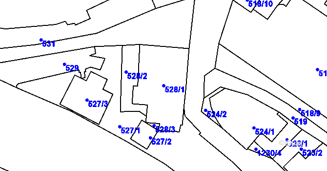 Parcela st. 528/1 v KÚ Frýdlant, Katastrální mapa
