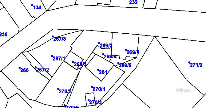 Parcela st. 269/4 v KÚ Frýdlant, Katastrální mapa