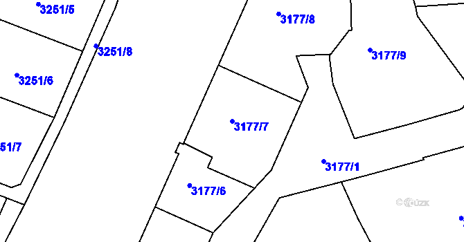 Parcela st. 3177/7 v KÚ Frýdlant, Katastrální mapa