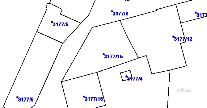 Parcela st. 3177/15 v KÚ Frýdlant, Katastrální mapa